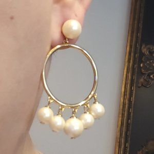 Kate Spade New York Bauble Pearl Hoop Earrings NWOT